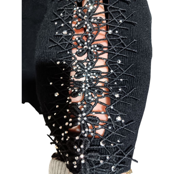 Frank Lyman Montreal Design Collection Embellished Knit Sweater in Black Onyx - Picture 7 of 8